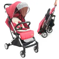 在飛比找Yahoo奇摩購物中心優惠-BabyBabe 新款嬰幼兒登機推車(附柔軟坐墊)-寶石紅