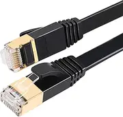 Fumitt Cat 7 Ethernet Cable 2m, High Speed Network Cable 10Gbps 600Mhz/s LAN Cord Shielded Flat Internet Wires Gigabit RJ45 Patch Cords Compatible with Gaming PS5 Router Modem PC (Black)