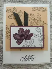 Card Set Of 4 Stampin Up Feel Better Soon Moody Mauve Colored Flower