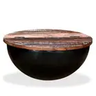 Coffee Table Solid Reclaimed Wood Black Bowl Shape Sofa Lounge Side Storage