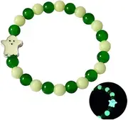 [Hewill] Halloween Bead Bracelet Luminous Ghost Beaded Bracelet for Women Men Glow in The Dark Protection Jewelry Gift 8MM