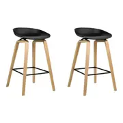 Wooden Square Bar Stool - Black - Set of 2