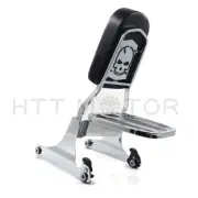 Chrome Skull Detachable Sissy Bar Backrest & Luggage Rack for Harley Softail FLH