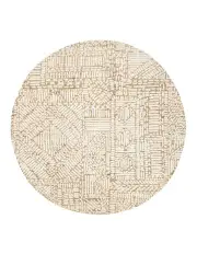 [Miss Amara] Jordan Geometric Modern Round Rug in Mustard and Beige