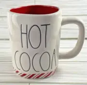 Rae Dunn Hot Cocoa Mug Peppermint Stripe White Red Inside 18 oz. Large NEW
