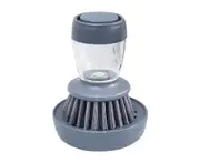 Pan Cleaning Brush Refillable Non-scratch Standing Type Kitchen Soap Dispensing Scrub Brush for Kitchen-Grey