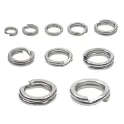 50Pcs Stainless Split Rings Saltwater Treble Hooks Terminals Tackle Connectors