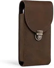 Hengwin Genuine Leather Vertical Cell Phone Holster Fit for iPhone 16 Pro Max 15 Pro Max 14 Pro Max 13 Pro Max Samsung Galaxy S25 Ultra S24 Ultra Pouch Case with Belt Clip Phone Holder (Retro Brown)