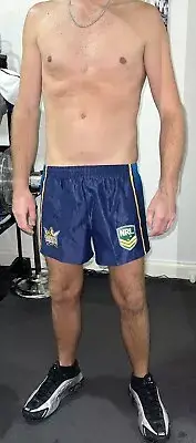 GOLD COAST TITANS NRL SHINY SILKY RUGBY LEAGUE FOOTY SHORTS - MEDIUM
