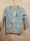 NWT Coldwater Creek Womens Geometric Robin's Egg Blue Shacket Blazer Size 14