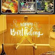 Luminous Acrylic Message Board, DIY Erasable Acrylic Luminous Writing Board, Led Note Board with Colors, Light Up Drawing Board with Stand and 7 Markers for Planning, Drawing (30 * 20CM)