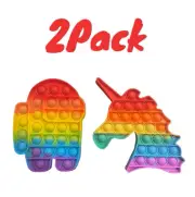 Pop Fidget Toy Push Unicorn Bubble (2 PACK) Sensory Stress Relief Kids Toys