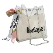 Women's Bags Clear Transparent Drawstring Bag Girls Cute Composite Chains Bag Female Handbags Women Small Shoulder Bag