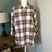 Barbour Bethwin Button Down Top Cloud Check Roll Up Sleeve Size 10 NWT