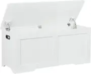 39.4 Inch Storage Chest, Wooden Storage Bench, Toy Chest with 2 Safety Hinges