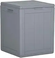 Outdoor Storage Box, PP Rattan Garden Storage Box for Patio Furniture Cushions Garden Tools, 43 x 44 x 51 cm, Grey