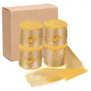 4pcs Chiffon Ribbon, 1"x5 Yard Silk Ribbon, Gold Glitter Fabric Ribbon