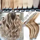 Russian Tape In Skin Weft Real Human Hair Extensions Full Head Blonde/Balayage l