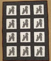 Pretty Appliqued Poodle/Labradoodle Lap Quilt- Black, Red and White