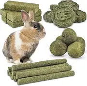 ERKOON 25Pcs Bunny Chew Toys, 100% Natural Timothy Hay Chew Biscuit&Treats Sticks, Teeth Chew Toy for Rabbit Chinchilla Guinea Pig Hamster Gerbil Squirrel, 8.5Oz