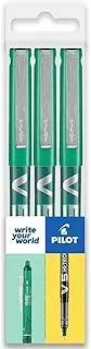 Pilot V5 Hi-Tecpoint Rollerball Pen - Fine 0.5mm Nib - Wallet of 3 (Green)