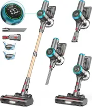 Cordless Vacuum Cleaner, 550W 45KPA 60 Mins Runtime Vacuum Cleaners for Home wit