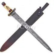 Medieval Battle Ready Hand Forged Viking Sword Damascus Steel With Scabbard