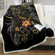 Dark Art Lilies and Howling Wolf Throw Blanket