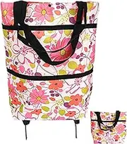 Foldable Shopping Bag with Wheels - Stable Shopping Cart Bags - Waterproof Shopping Trolley Tote Bag for Everyday Shopping Camping to Picnics or Vacations