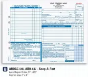 Auto Repair Order / Snap-A-Part Carbonless 4 Part / 11" x 8.5" / AROCC-646