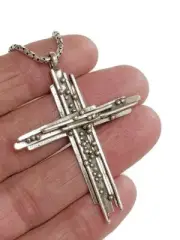 Vintage"80 Silver 925 Rachel Gera Big Cross Pendent Signed Dramatic Modernist.