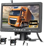 Wireless Vehicle Backup Camera System,7 Inch Reverse Camera Monitor for 2 Backup Cameras with IP69 Waterproof Night Vision Backup Camera Front Rear View Camera for Truck/RV/Van/SUV/Pickup