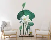 [Namly Design] Wallsticker - White Lotus Floral and Leaves