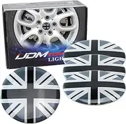 iJDMTOY Black/Grey Union Jack UK Flag Style Wheel Center Cap Covers Compatible with Mini Coopers R50 R51 R52 R53 R55 R56 R57 R58 R59 R60 R61 F55 F56, etc