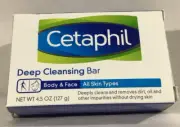 Cetaphil Deep Cleansing Bar Body And Face All Skin Types 4.5 Oz New Lot Of Two