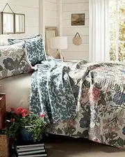 Lush Decor Sydney 3-Piece Quilt Set, Full/Queen, Green/Blue
