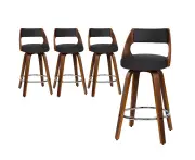 ALFORDSON Set of 4 Eden Elegant Modern Style Bar Stools (Fabric Black)