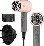 AINA Hair Dryer with Diffuser, Blow Dryer for Women | Advanced Ionic Technology, Ceramic Coating | Cold Shot Features Turbo Heat for Fast Drying and Shine (Pink&Grey)