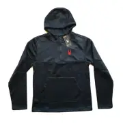 NWT Spyder Hoodie Sweatshirt Pullover Mens Medium M Half-Zip Black Fleece Lined