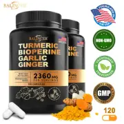 Turmeric Black Pepper Capsules Curcumin BIOPERINE Strongest Turmeric Anti-Ageing