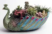 Succulents Planter Plants Pot Handmade 9.4 Inch Peacock Pot Resin Base Large Flowers Pot/Succulent Cactus pots/Container/with Hole for Home Garden Office Desktop Decoration Idea (Blue, 9.4)