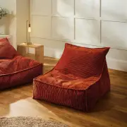 Cadence & Co. Wilde Ribbed Luxe Fleece Bean Bag Lounge Cover Rust Red