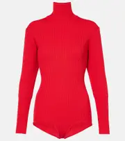 [Magda Butrym] Magda Butrym Ribbed-knit turtleneck bodysuit AU 14 red