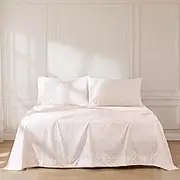 Lush Decor Romer Damask Sheet Set 6 Piece Set Queen Peach - Pink Sheets - Damask Pattern - Bed Sheets - Traditional Style - Vintage Decor