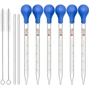 Glass Droppers Pipettes 10Ml, 16Pc W/ Rubber Hats, Stir Rod, Blue