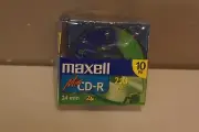 Maxell 10 PK Mini CD-R 3" Recordable 24 min 210 MB Blank Compact Discs NEW