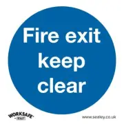 Sealey Mandatory Safety Sign - Fire Exit Keep Clear - Self-Adhesive Vinyl - Pack
