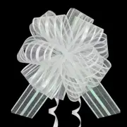 Zksm Pull Bows, 20Pcs Large White Organza Pull Ribbon String 6 Inches