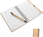 PERSELOSO 1 Set Spiral Notepad Decorative Bamboo Cover Notebook Creative Student Notepad for Notes Taking Journaling and Writing for Schools and Offices