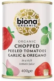 Biona Organic Chopped Garlic & Oreg Tomatoes 400g